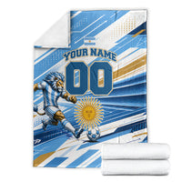 Personalized Argentina Football Champions Blanket Sun Of May Lion Mascot - Style of King
