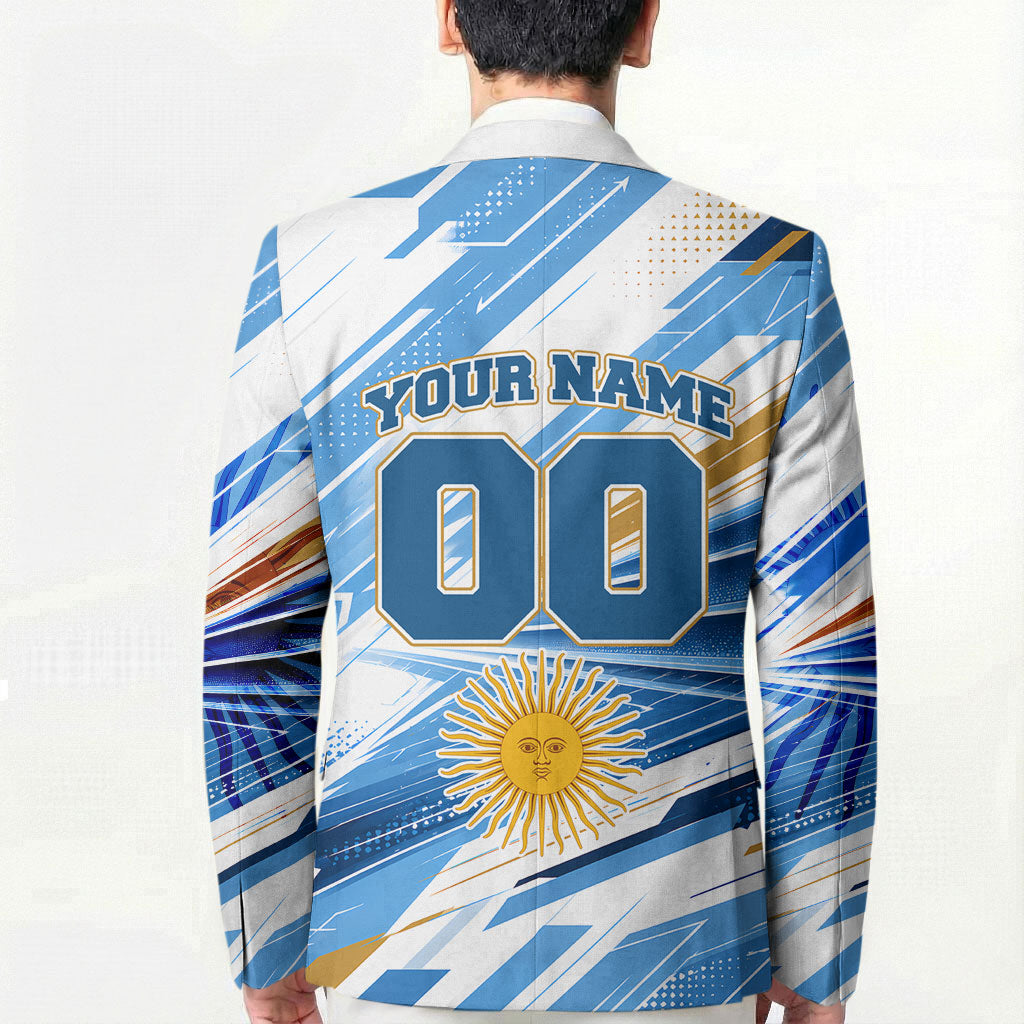 Personalized Argentina Football Champions Blazer Sun Of May Lion Mascot - Style of King