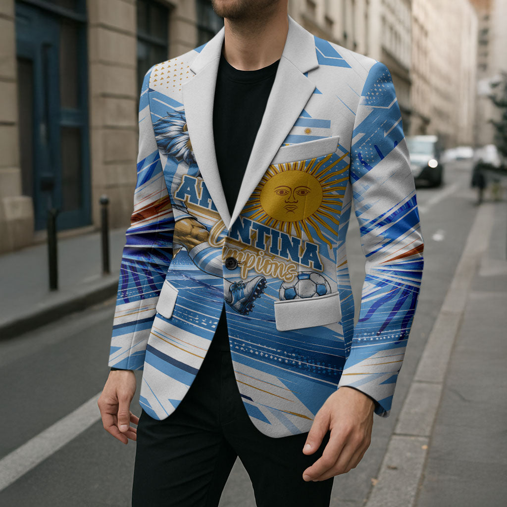 Personalized Argentina Football Champions Blazer Sun Of May Lion Mascot - Style of King
