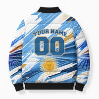 Personalized Argentina Football Champions Bomber Puffer Jacket Sun Of May Lion Mascot - Style of King
