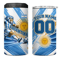 Personalized Argentina Football Champions 4 in 1 Can Cooler Tumbler Sun Of May Lion Mascot - Style of King