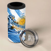 Personalized Argentina Football Champions 4 in 1 Can Cooler Tumbler Sun Of May Lion Mascot - Style of King