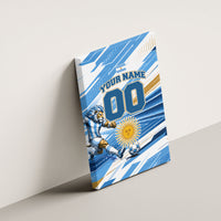 Personalized Argentina Football Champions Canvas Wall Art Sun Of May Lion Mascot - Style of King