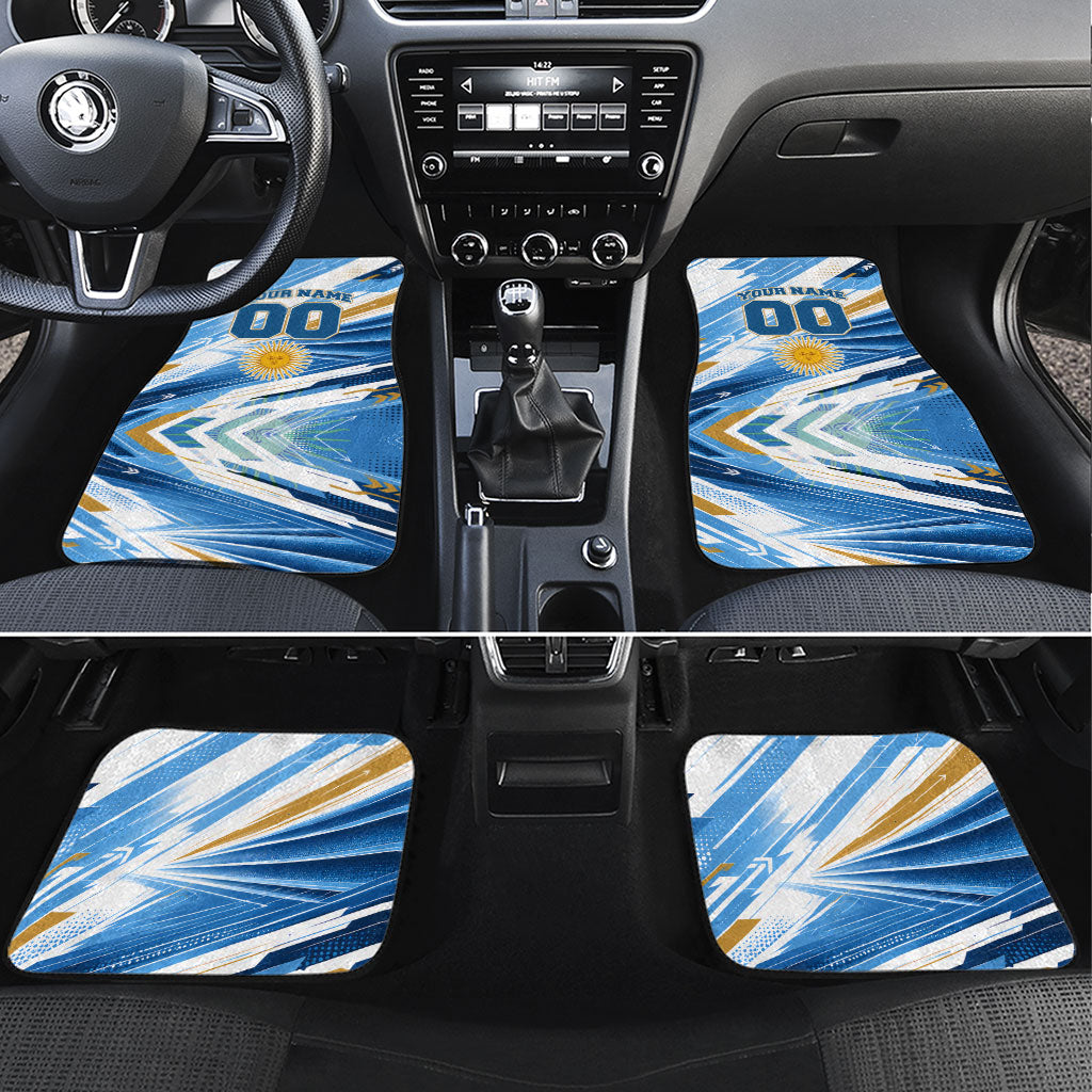 Personalized Argentina Football Champions Car Mats Sun Of May Lion Mascot - Style of King
