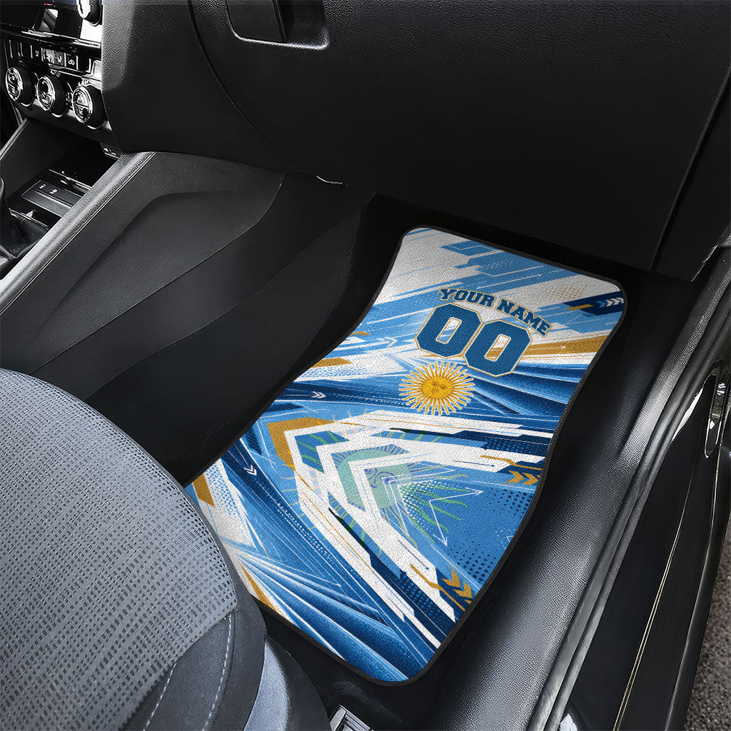 Personalized Argentina Football Champions Car Mats Sun Of May Lion Mascot - Style of King