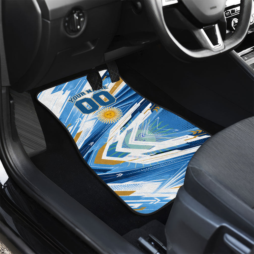 Personalized Argentina Football Champions Car Mats Sun Of May Lion Mascot - Style of King
