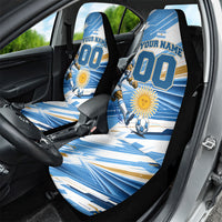 Personalized Argentina Football Champions Car Seat Cover Sun Of May Lion Mascot - Style of King