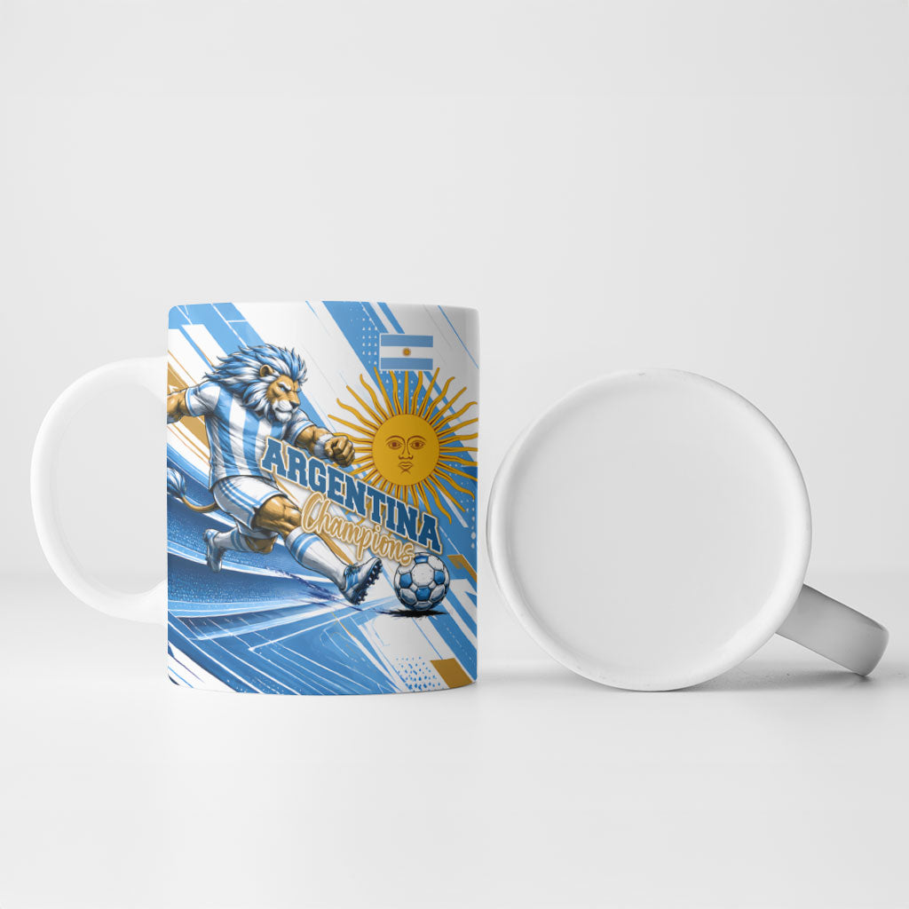 Personalized Argentina Football Champions Ceramic Mug Sun Of May Lion Mascot - Style of King
