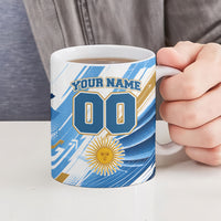 Personalized Argentina Football Champions Ceramic Mug Sun Of May Lion Mascot - Style of King