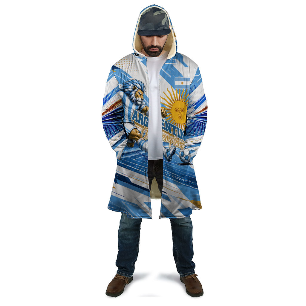 Personalized Argentina Football Champions Cloak Sun Of May Lion Mascot - Style of King