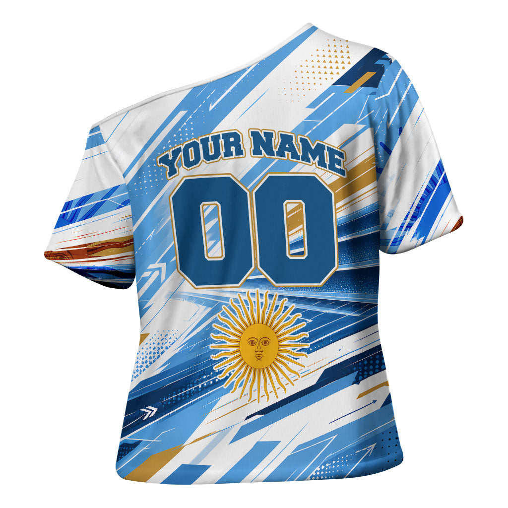 Personalized Argentina Football Champions Cross Shoulder Shirt Sun Of May Lion Mascot - Style of King