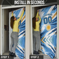 Personalized Argentina Football Champions Door Cover Sun Of May Lion Mascot - Style of King
