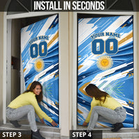 Personalized Argentina Football Champions Door Cover Sun Of May Lion Mascot - Style of King