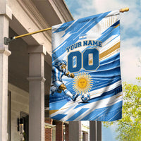 Personalized Argentina Football Champions Garden Flag Sun Of May Lion Mascot - Style of King
