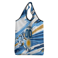 Personalized Argentina Football Champions Grocery Bag Sun Of May Lion Mascot - Style of King