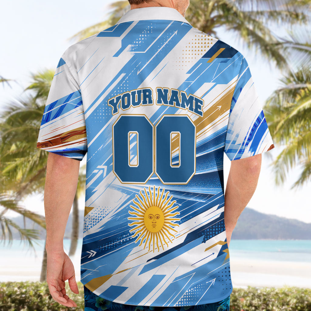 Personalized Argentina Football Champions Hawaiian Shirt Sun Of May Lion Mascot - Style of King