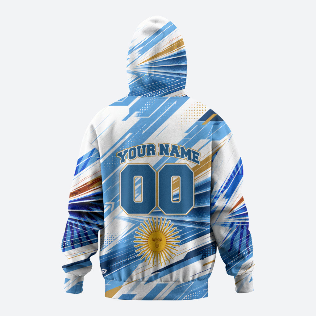 Personalized Argentina Football Champions Hoodie Sun Of May Lion Mascot - Style of King