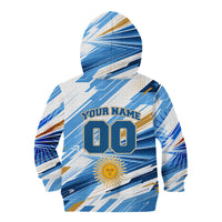 Personalized Argentina Football Champions Kid Hoodie Sun Of May Lion Mascot - Style of King