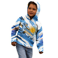 Personalized Argentina Football Champions Kid Hoodie Sun Of May Lion Mascot - Style of King