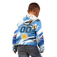 Personalized Argentina Football Champions Kid Hoodie Sun Of May Lion Mascot - Style of King