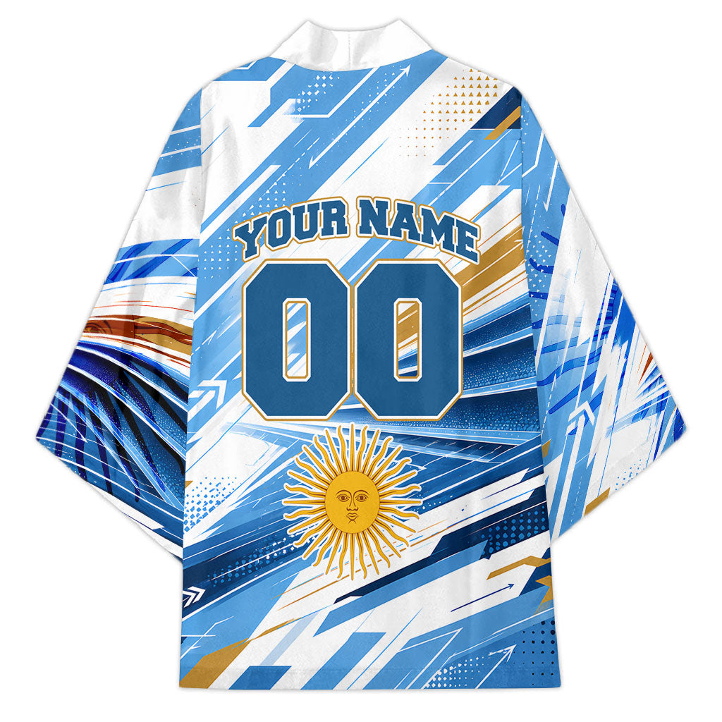 Personalized Argentina Football Champions Kimono Sun Of May Lion Mascot - Style of King