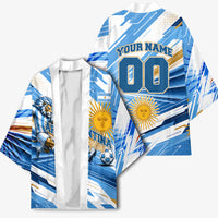 Personalized Argentina Football Champions Kimono Sun Of May Lion Mascot - Style of King