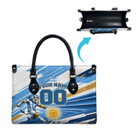 Personalized Argentina Football Champions Leather Bag Sun Of May Lion Mascot - Style of King