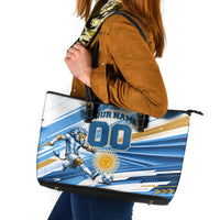 Personalized Argentina Football Champions Leather Tote Bag Sun Of May Lion Mascot - Style of King