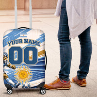 Personalized Argentina Football Champions Luggage Cover Sun Of May Lion Mascot - Style of King