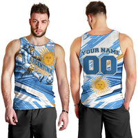 Personalized Argentina Football Champions Men Tank Top Sun Of May Lion Mascot - Style of King