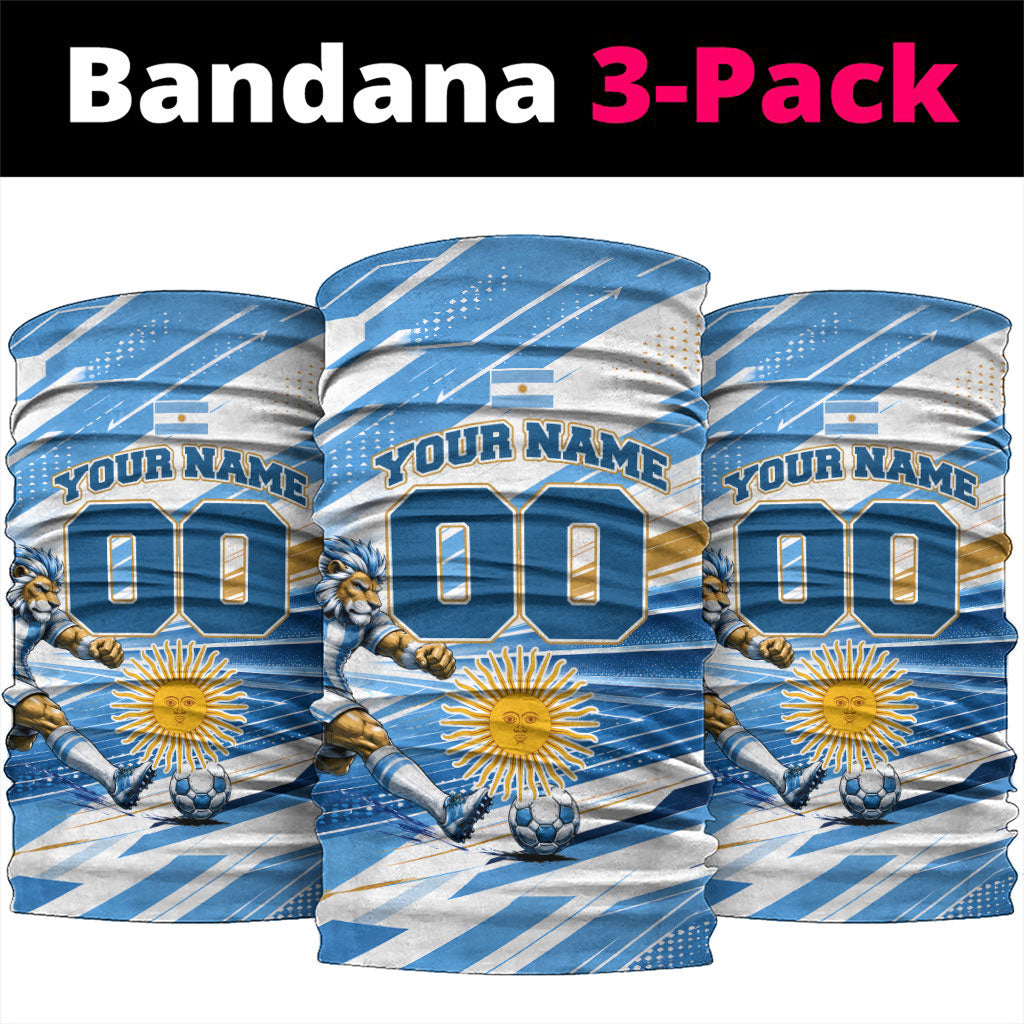 Personalized Argentina Football Champions Neck Gaiter Sun Of May Lion Mascot - Style of King