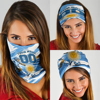 Personalized Argentina Football Champions Neck Gaiter Sun Of May Lion Mascot - Style of King