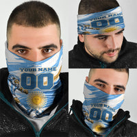 Personalized Argentina Football Champions Neck Gaiter Sun Of May Lion Mascot - Style of King