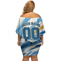 Personalized Argentina Football Champions Off Shoulder Short Dress Sun Of May Lion Mascot - Style of King