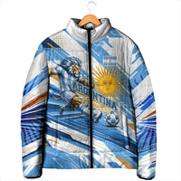 Personalized Argentina Football Champions Padded Jacket Sun Of May Lion Mascot - Style of King