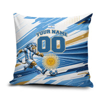 Personalized Argentina Football Champions Pillow Cover Sun Of May Lion Mascot - Style of King