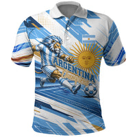 Personalized Argentina Football Champions Polo Shirt Sun Of May Lion Mascot - Style of King