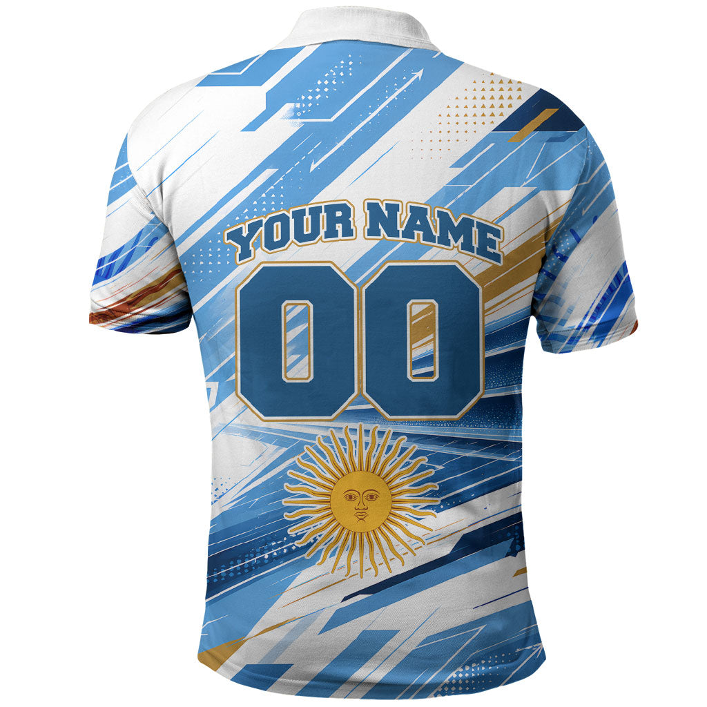Personalized Argentina Football Champions Polo Shirt Sun Of May Lion Mascot - Style of King