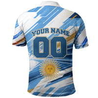 Personalized Argentina Football Champions Polo Shirt Sun Of May Lion Mascot - Style of King