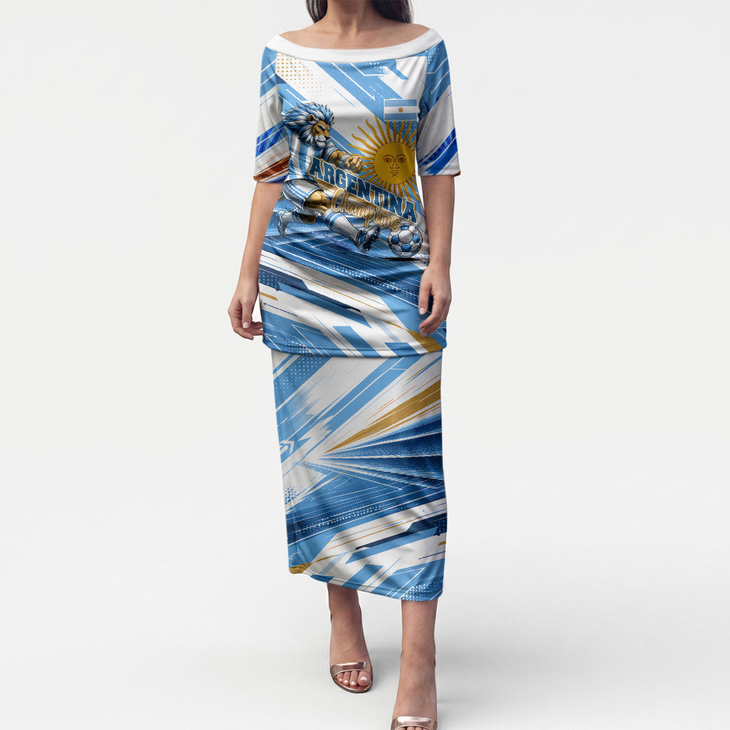 Personalized Argentina Football Champions Puletasi Sun Of May Lion Mascot - Style of King
