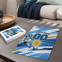 Personalized Argentina Football Champions Puzzle Sun Of May Lion Mascot - Style of King