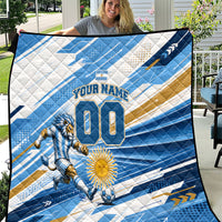 Personalized Argentina Football Champions Quilt Sun Of May Lion Mascot - Style of King