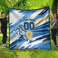 Personalized Argentina Football Champions Quilt Sun Of May Lion Mascot - Style of King