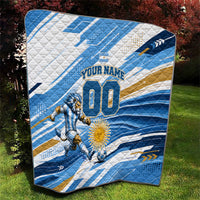 Personalized Argentina Football Champions Quilt Sun Of May Lion Mascot - Style of King