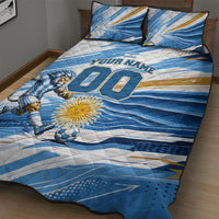Personalized Argentina Football Champions Quilt Bed Set Sun Of May Lion Mascot - Style of King