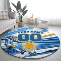 Personalized Argentina Football Champions Round Carpet Sun Of May Lion Mascot - Style of King