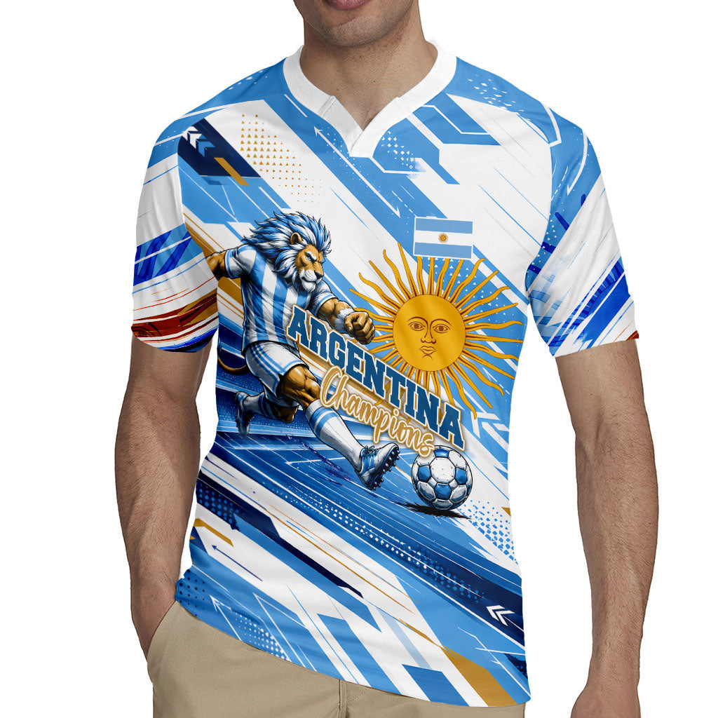 Personalized Argentina Football Champions Rugby Jersey Sun Of May Lion Mascot - Style of King