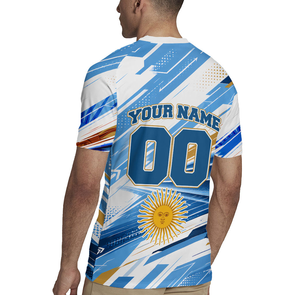 Personalized Argentina Football Champions Rugby Jersey Sun Of May Lion Mascot - Style of King
