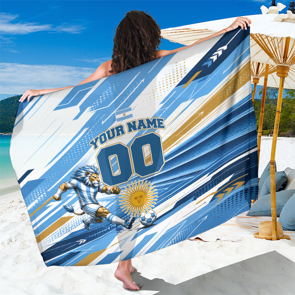 Personalized Argentina Football Champions Sarong Sun Of May Lion Mascot - Style of King