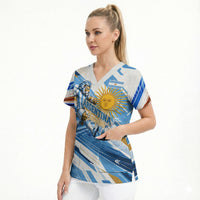 Personalized Argentina Football Champions Scrub Top Sun Of May Lion Mascot - Style of King